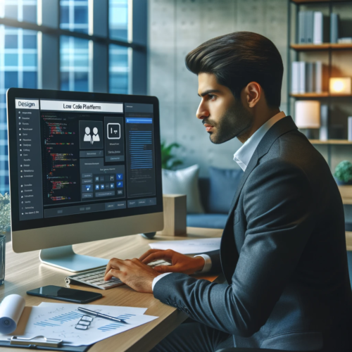Un profesional utilizando herramientas de Low Code para el desarrollo de software.